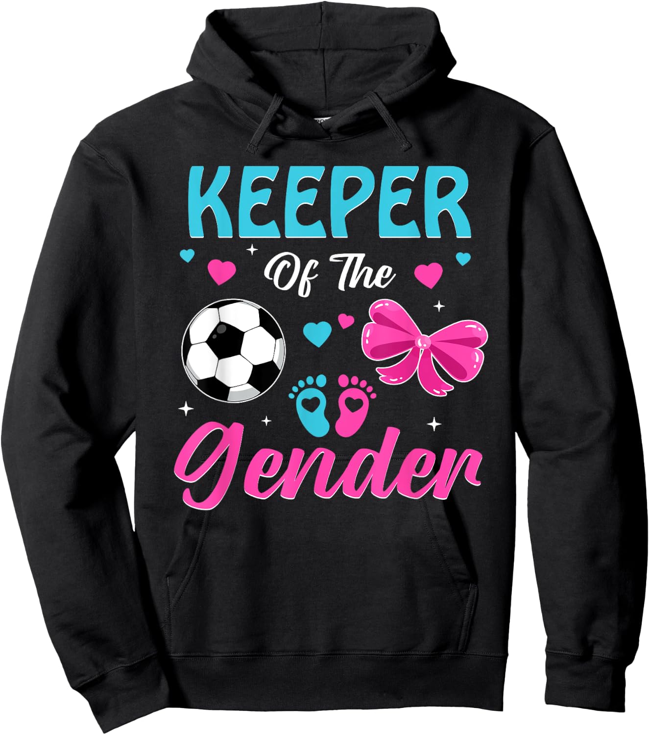Keeper Of The Gender Soccer Gender Reveal Party Hoodie - Hoodie | Black