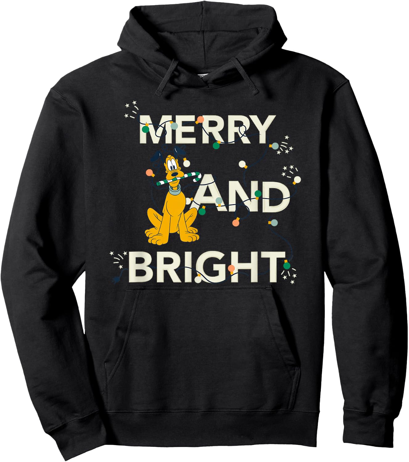 Disney Pluto Merry and Bright Christmas Holiday Hoodie - Hoodie | Black