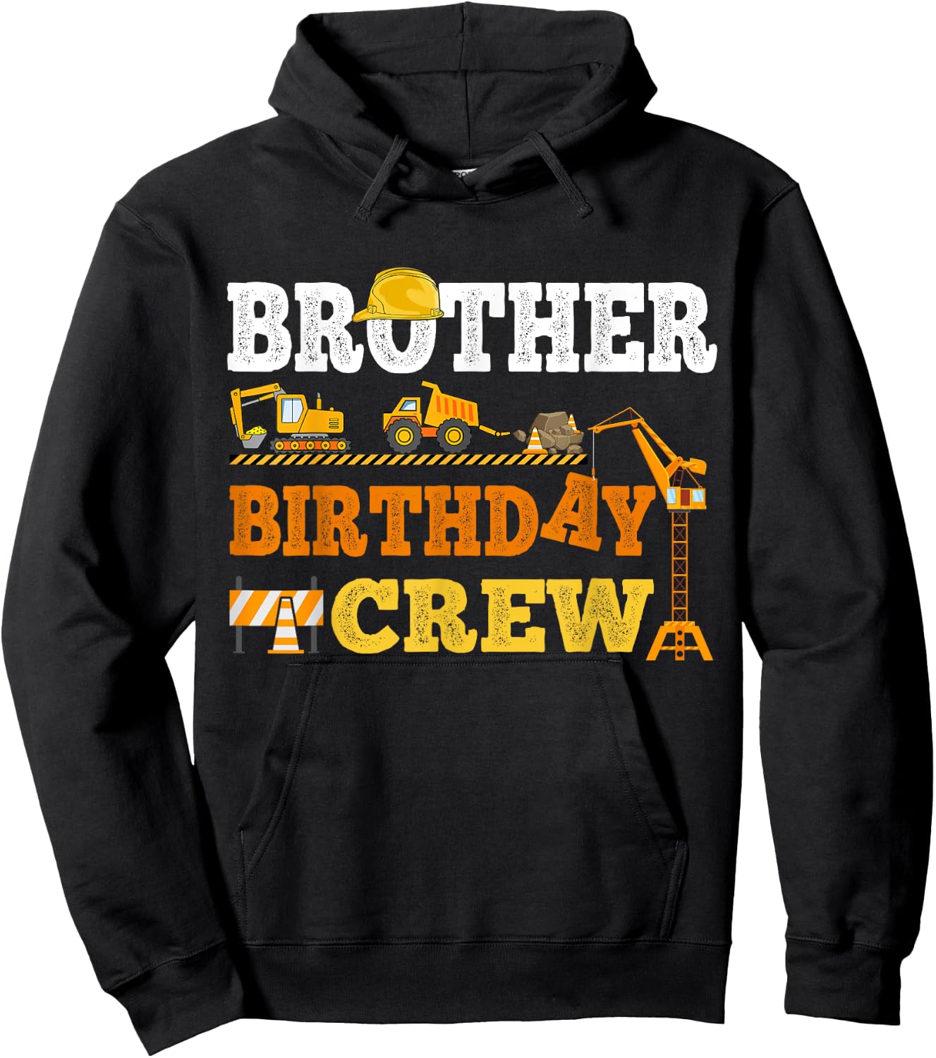 Brother Birthday Crew Construction Excavator Kids Family Hoodie - Hoodie | Black