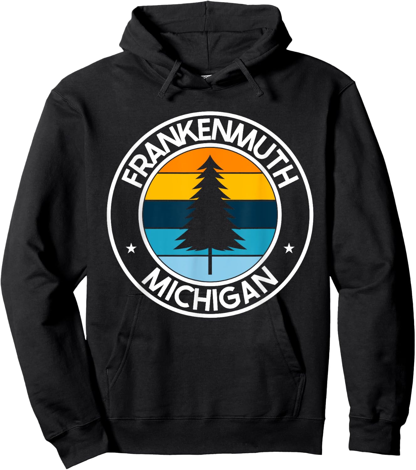 Frankenmuth Michigan MI USA City Pride Retro Sunset Hoodie - Hoodie | Black