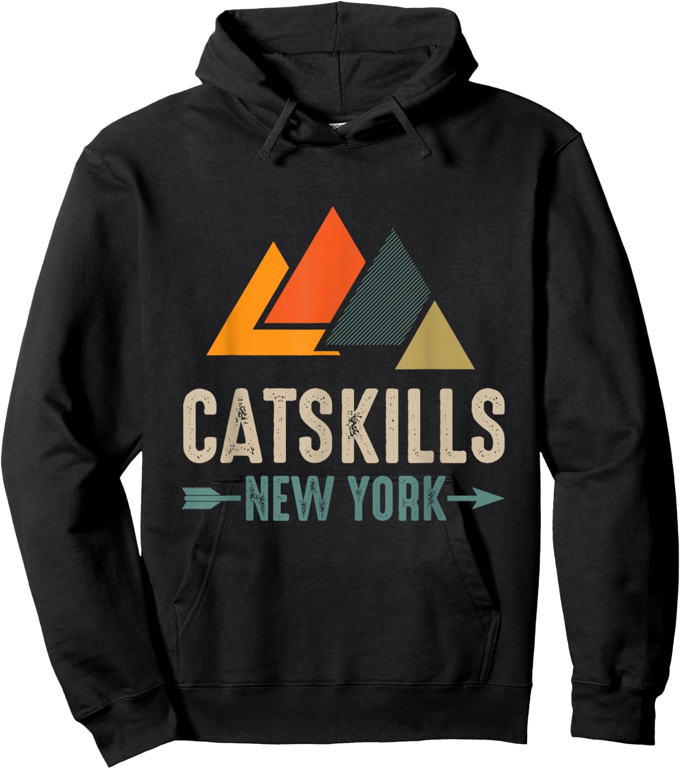 Minimal Geometric Mountains Catskills New York Vintage Retro Hoodie - Hoodie | Black