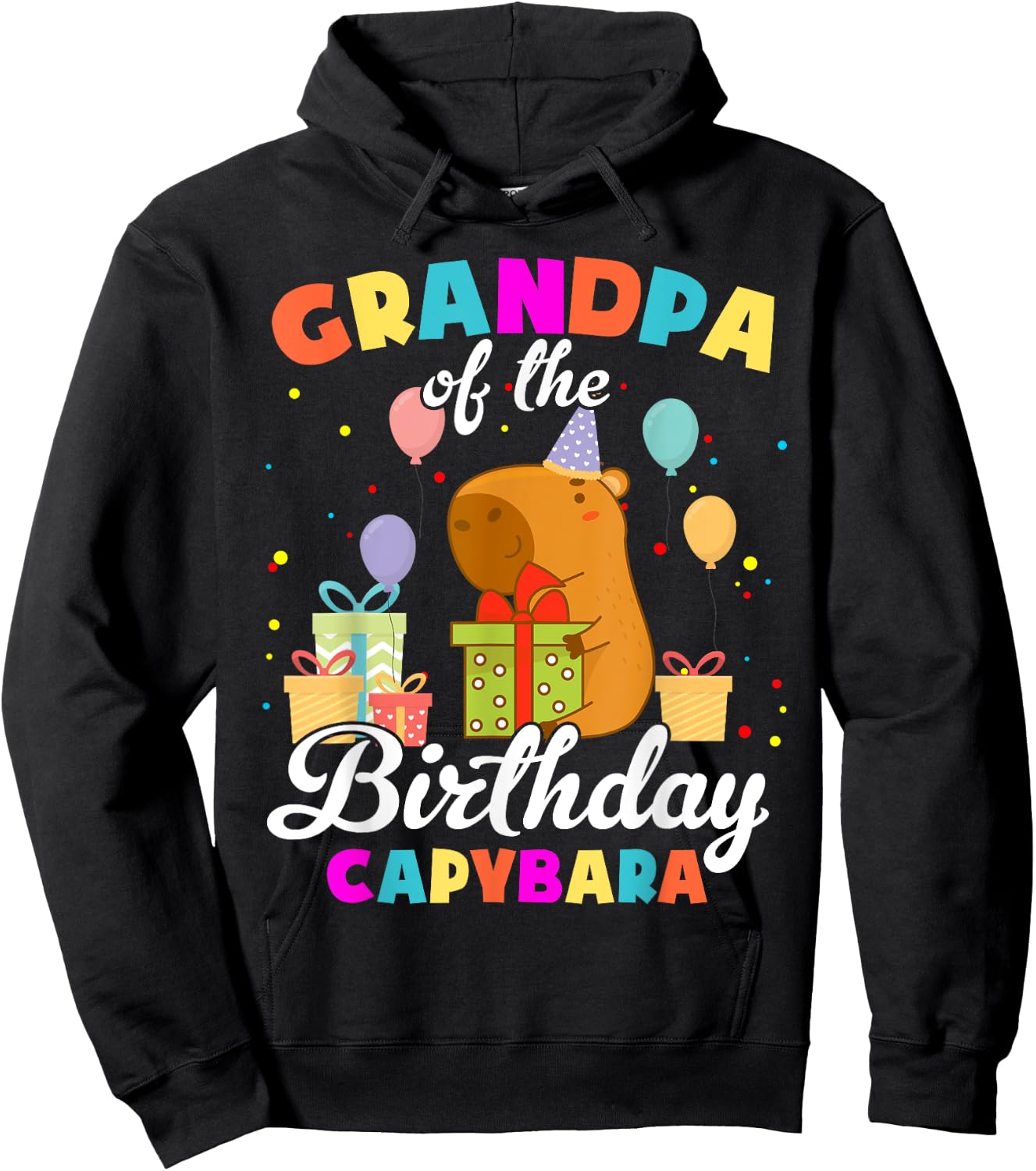 Grandpa Of The Birthday Capybara Family Party Hoodie - Hoodie | Black