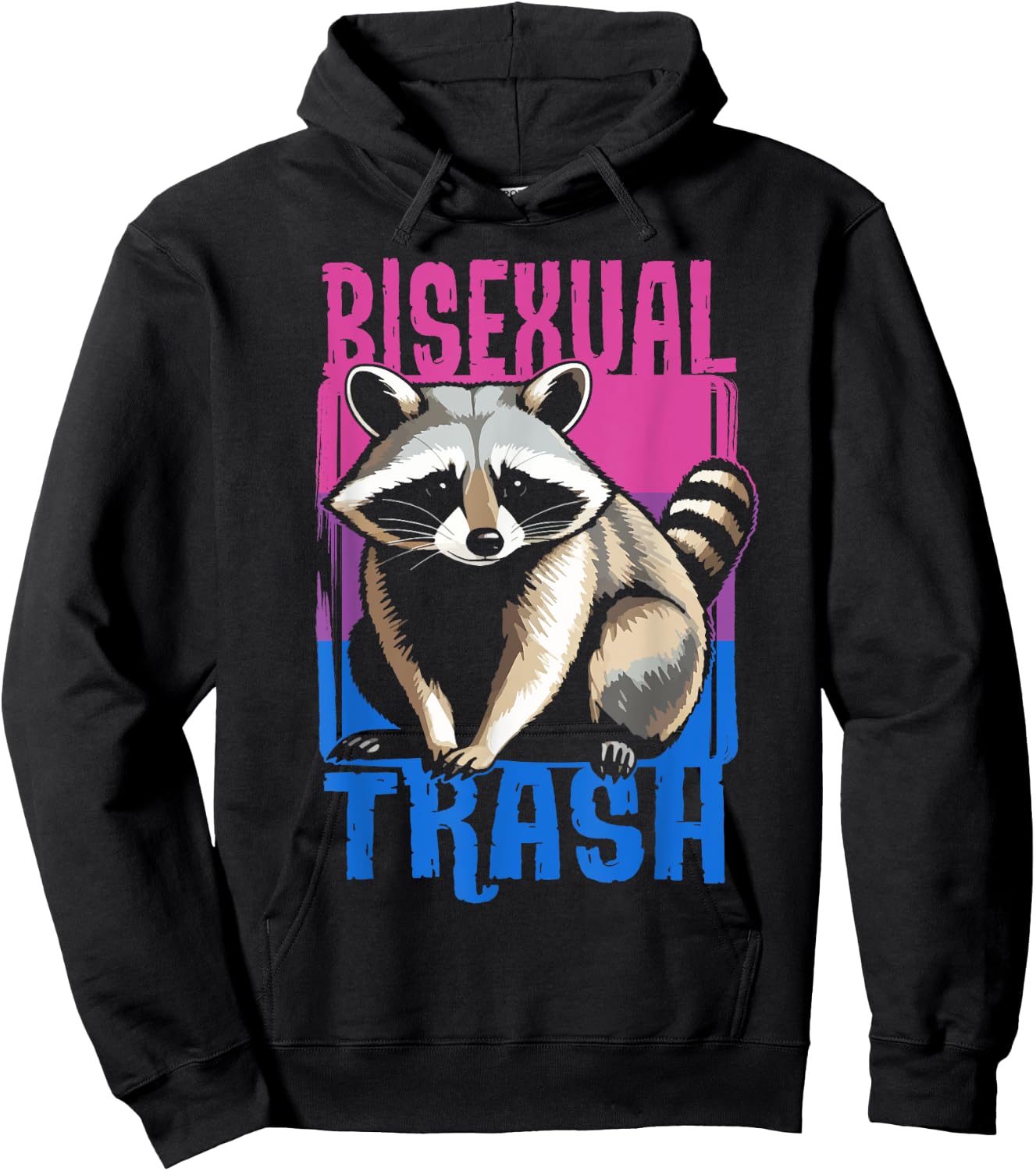 Bisexual Trash Panda Bi Flag Raccoon Lover LGBT Pride Month Hoodie - Hoodie | Black