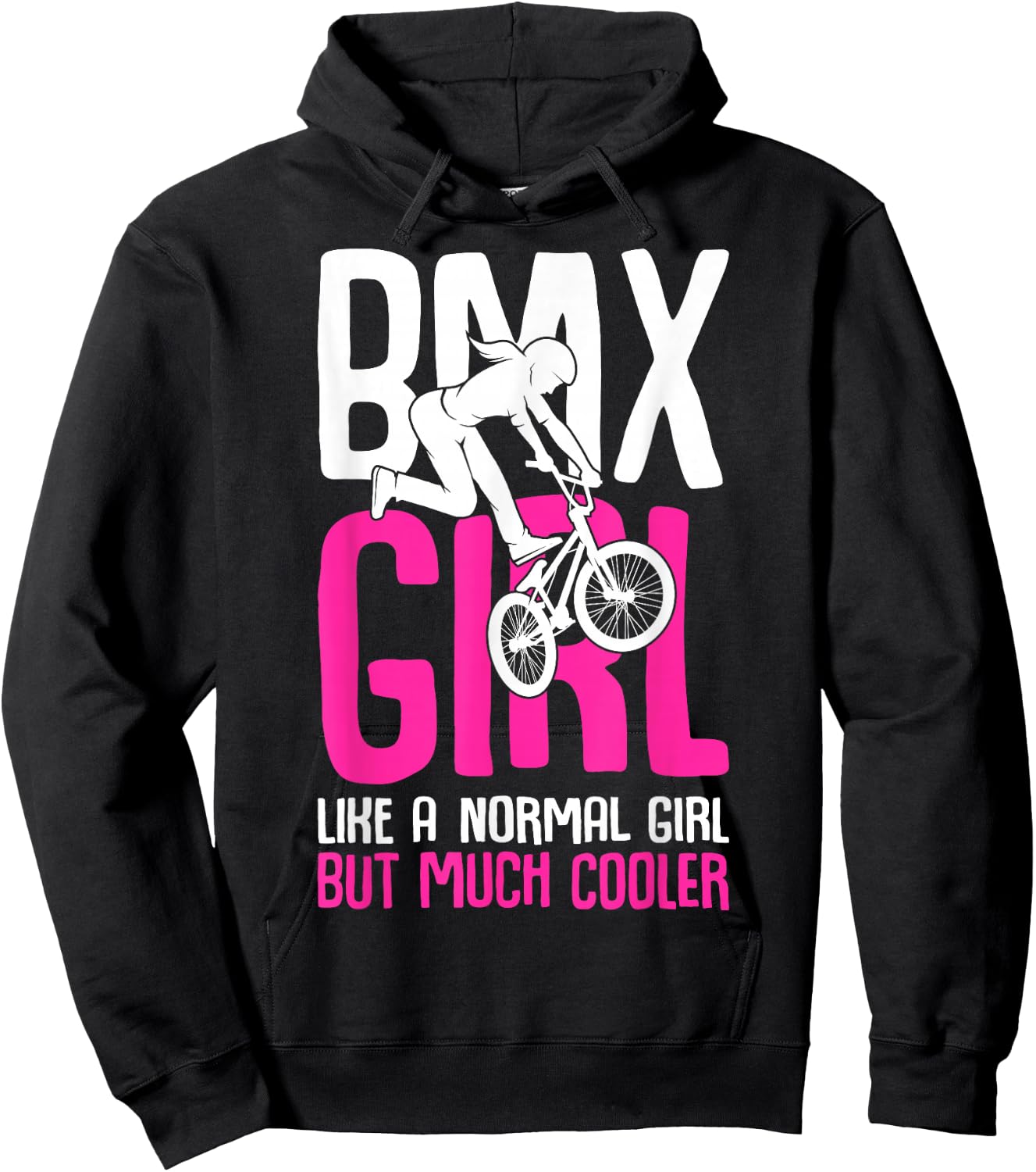 BMX Girl Rider Bike Bicycle Stunt Racing Kids Girls Hoodie - Hoodie | Black