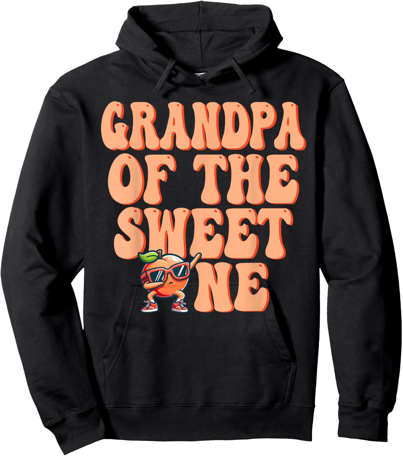 Grandpa of The Sweet One Peach 1st Birthday on Peach Hoodie - Hoodie | Black