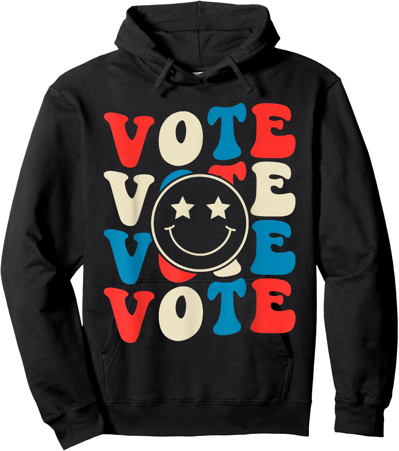 Vote Election 2025 Cute Retro Groovy American Voter Girls Hoodie - Hoodie | Black