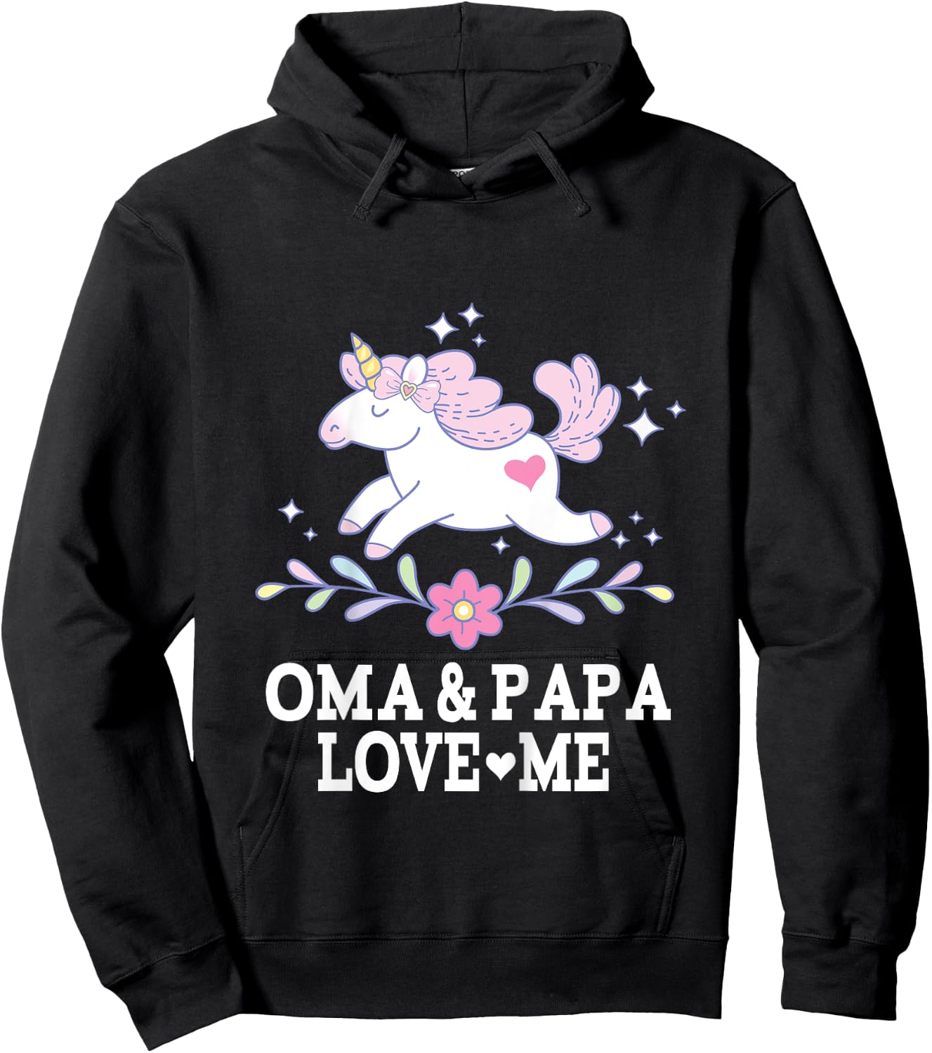 Oma and Papa Love Me Granddaughter Unicorn Hoodie - Hoodie | Black