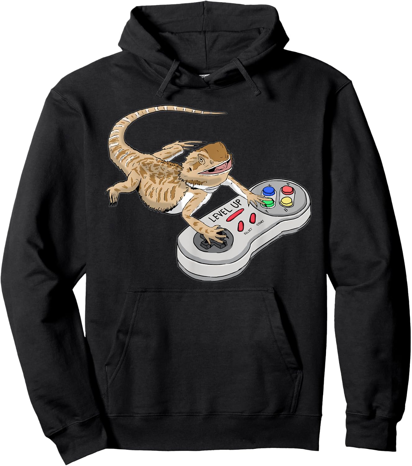 Bearded Dragon Playing Video Game Reptiles Pagona Gamers Small Hoodie - Hoodie | Black
