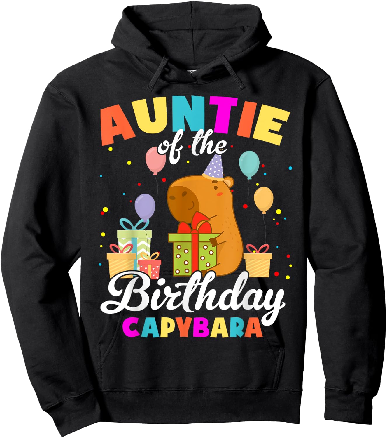Auntie Of The Birthday Capybara Family Party Hoodie - Hoodie | Black