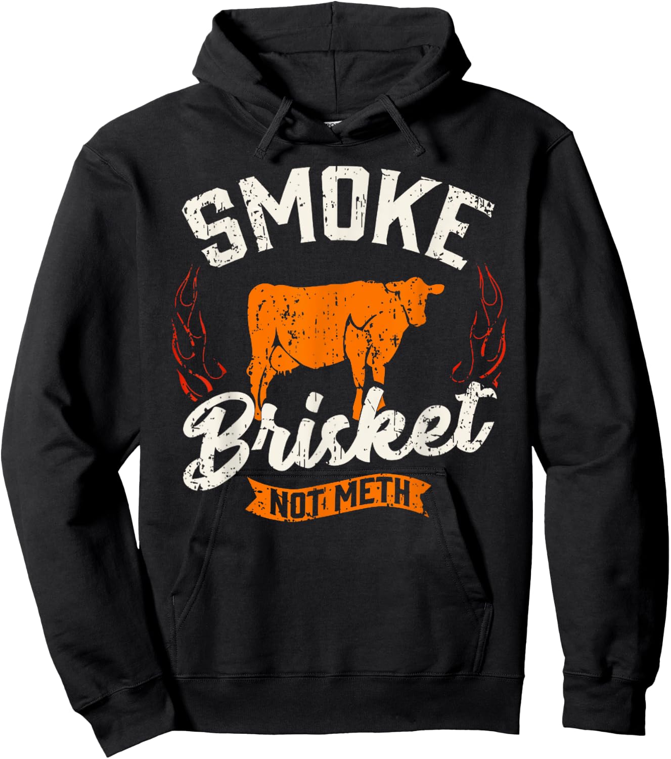Vintage Smoke Brisket Not Meth Barbeque Meat Grilling Bbq Hoodie - Hoodie | Black