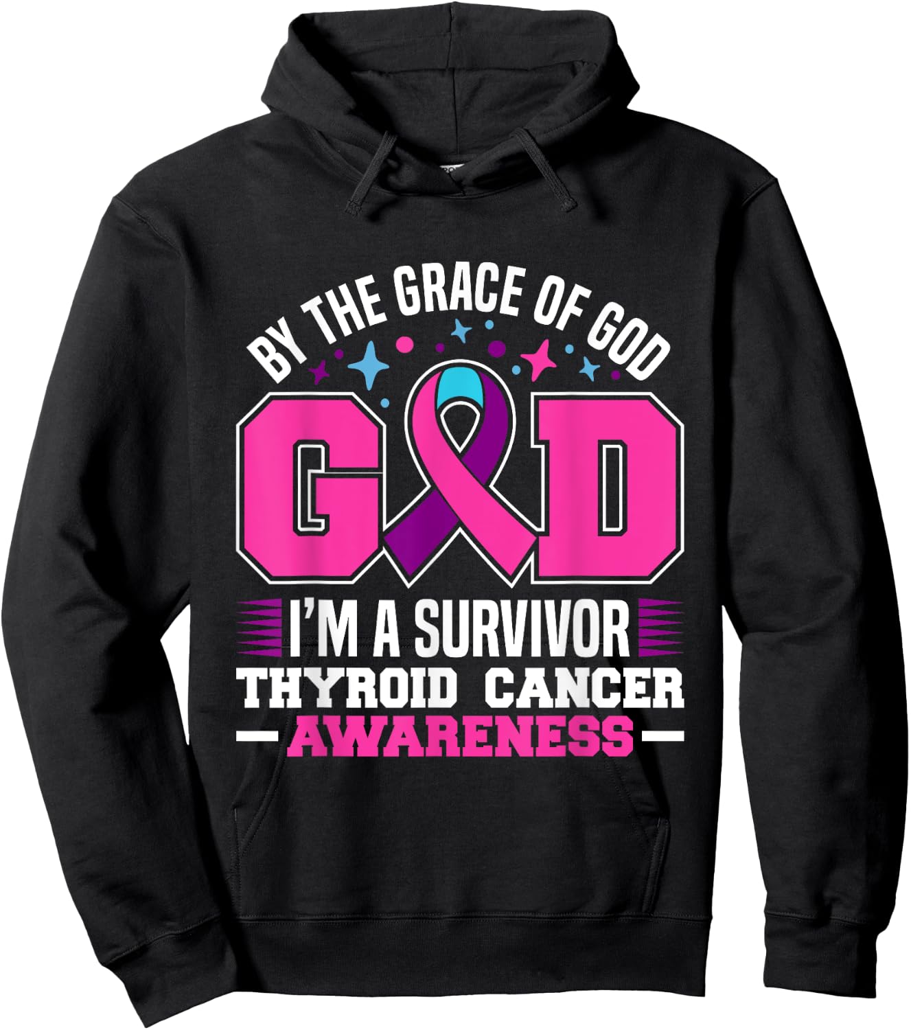 By The Grace God I'm A Survivor Thyroid Cancer Survivor Hoodie - Hoodie | Black