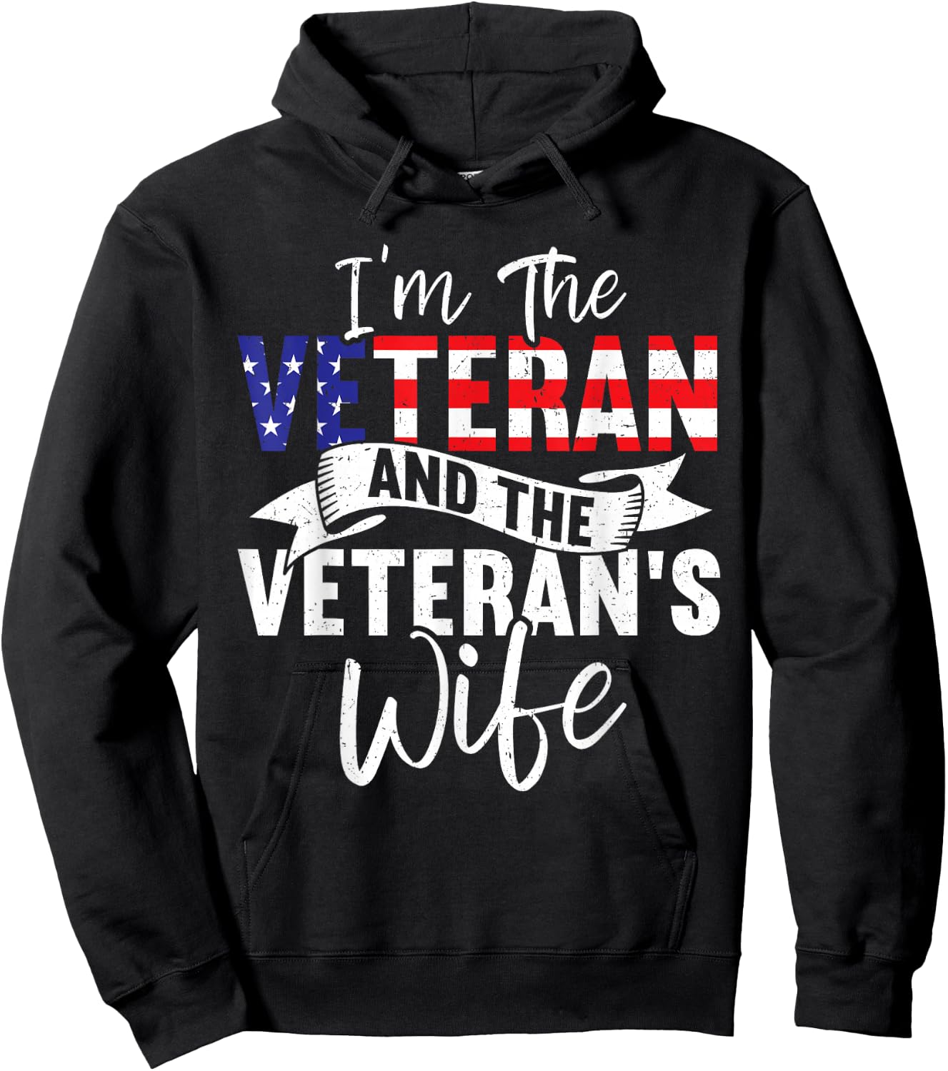 The Veteran & The Veteran's Wife Proud American Veteran Wife Hoodie - Hoodie | Black