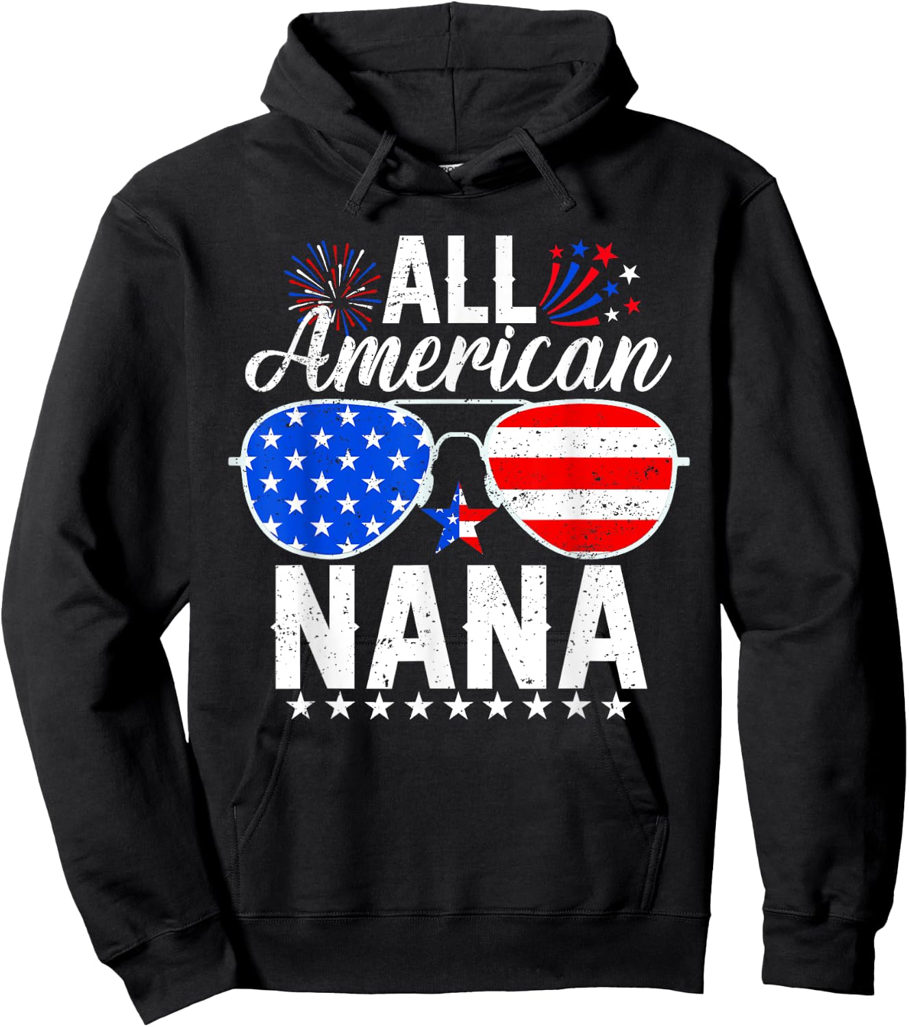 All American Nana Funny 4th of July Family Matching Hoodie - Hoodie | Black