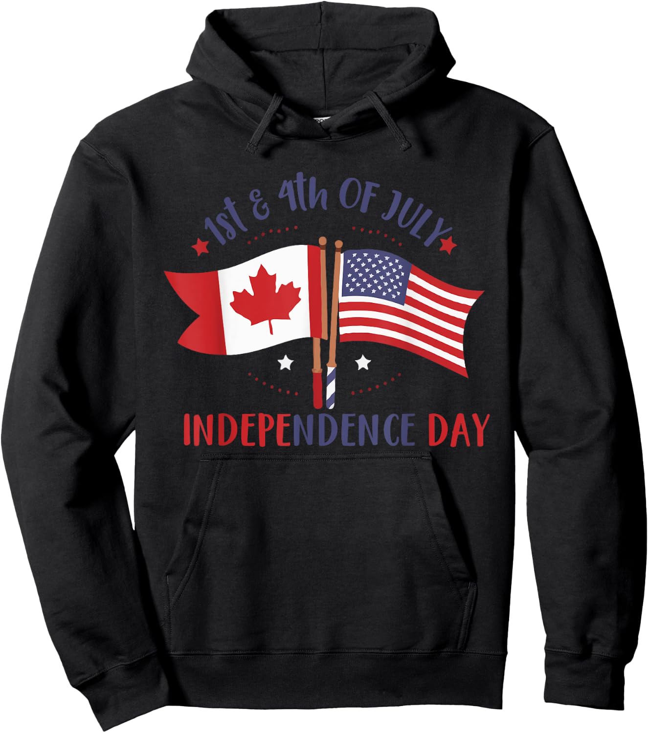 HAPPY INDEPENDENCE DAY Canadian American FLAG 4th of July Men Hoodie - Hoodie | Black