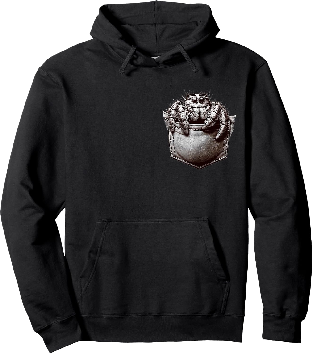 Jumping Spider in Pocket Cute little Jumping Spider Hoodie - Hoodie | Black