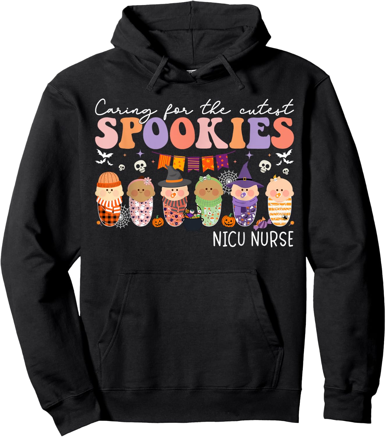 Caring For The Cutest Little Spookies NICU Nurse Halloween Hoodie - Hoodie | Black