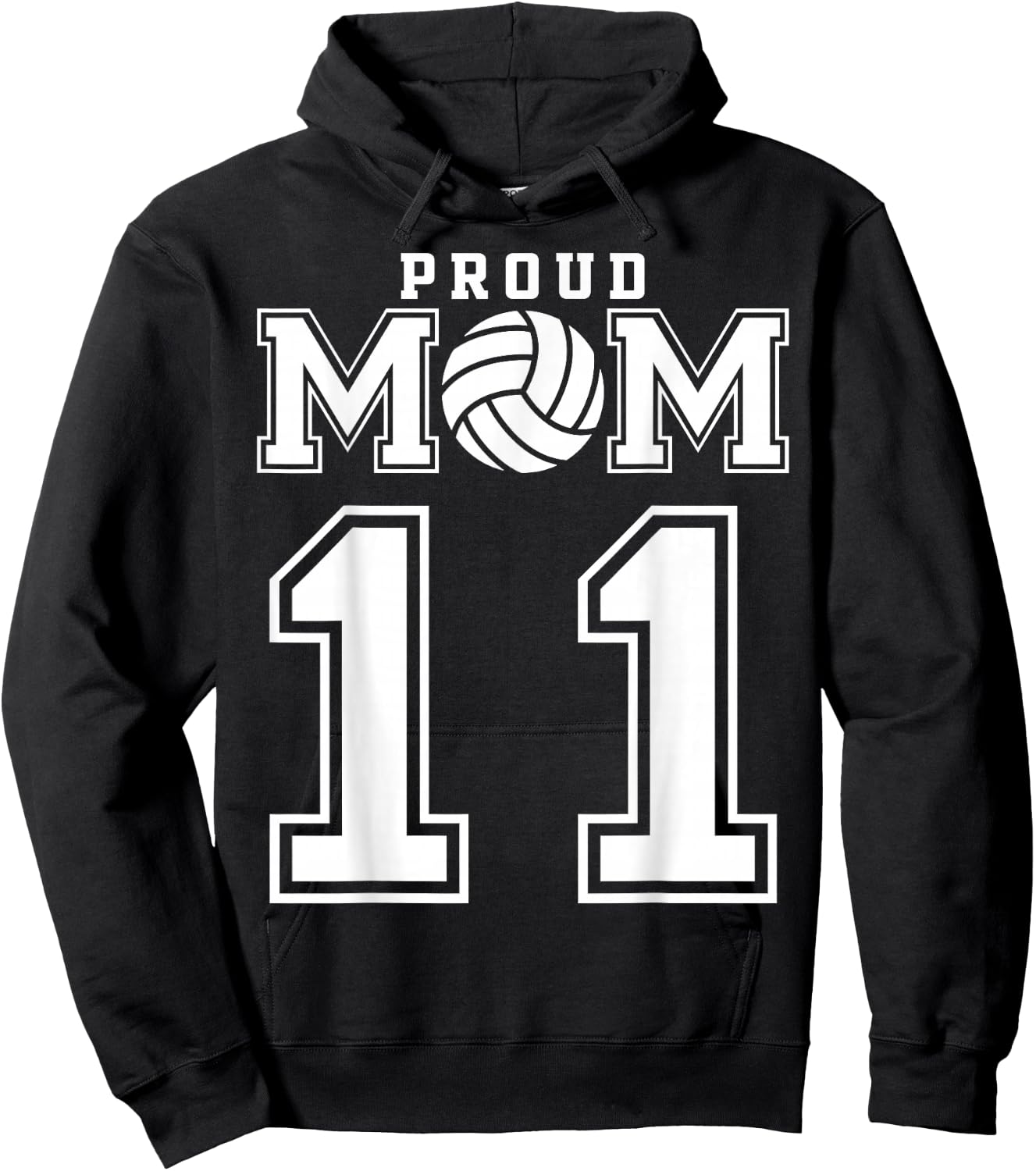 Custom Proud Volleyball Mom Number 11 Personalized Women Hoodie - Hoodie | Black