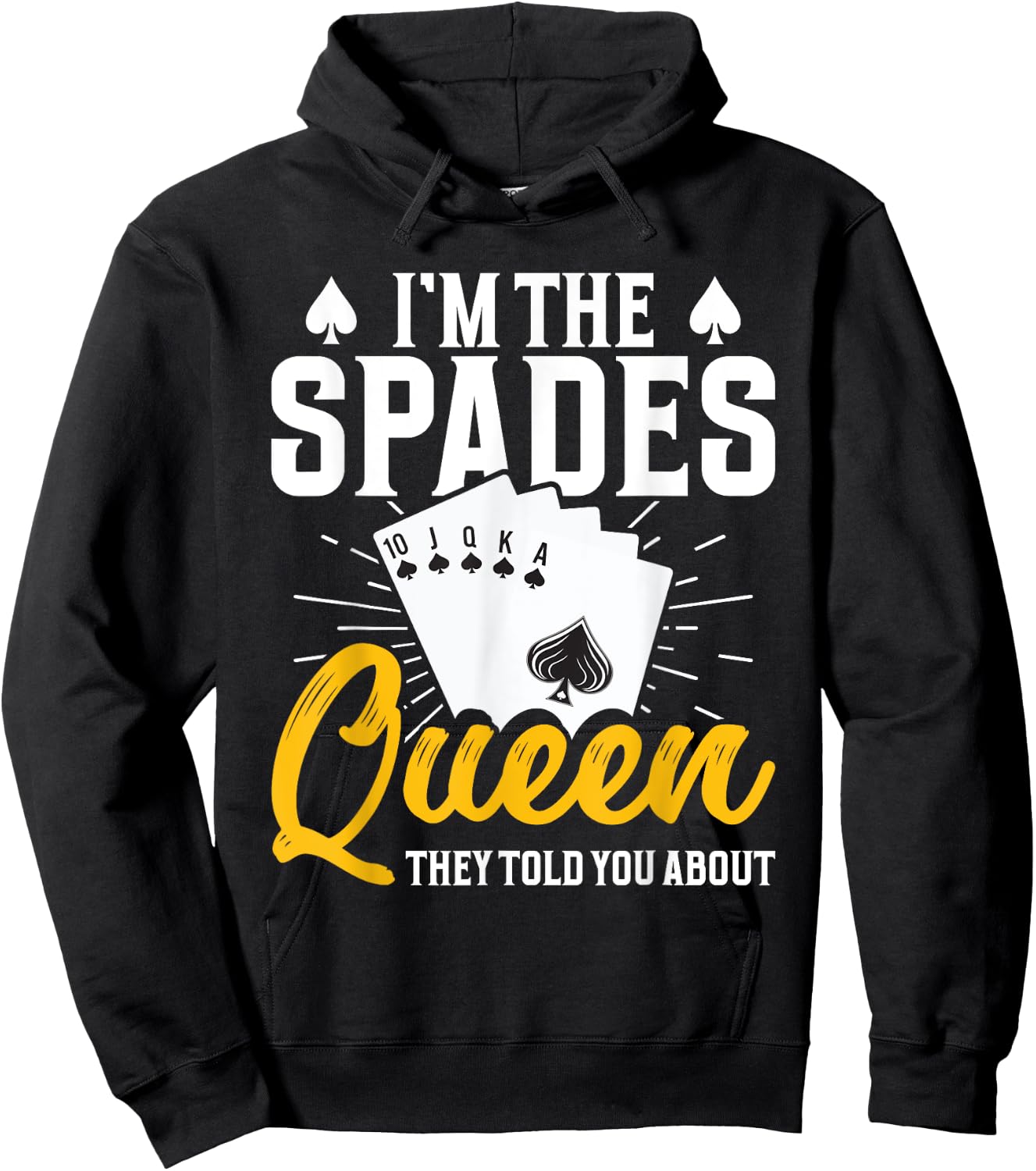 Spades Card Game Set Playing Cards Queen of Spades Hoodie - Hoodie | Black