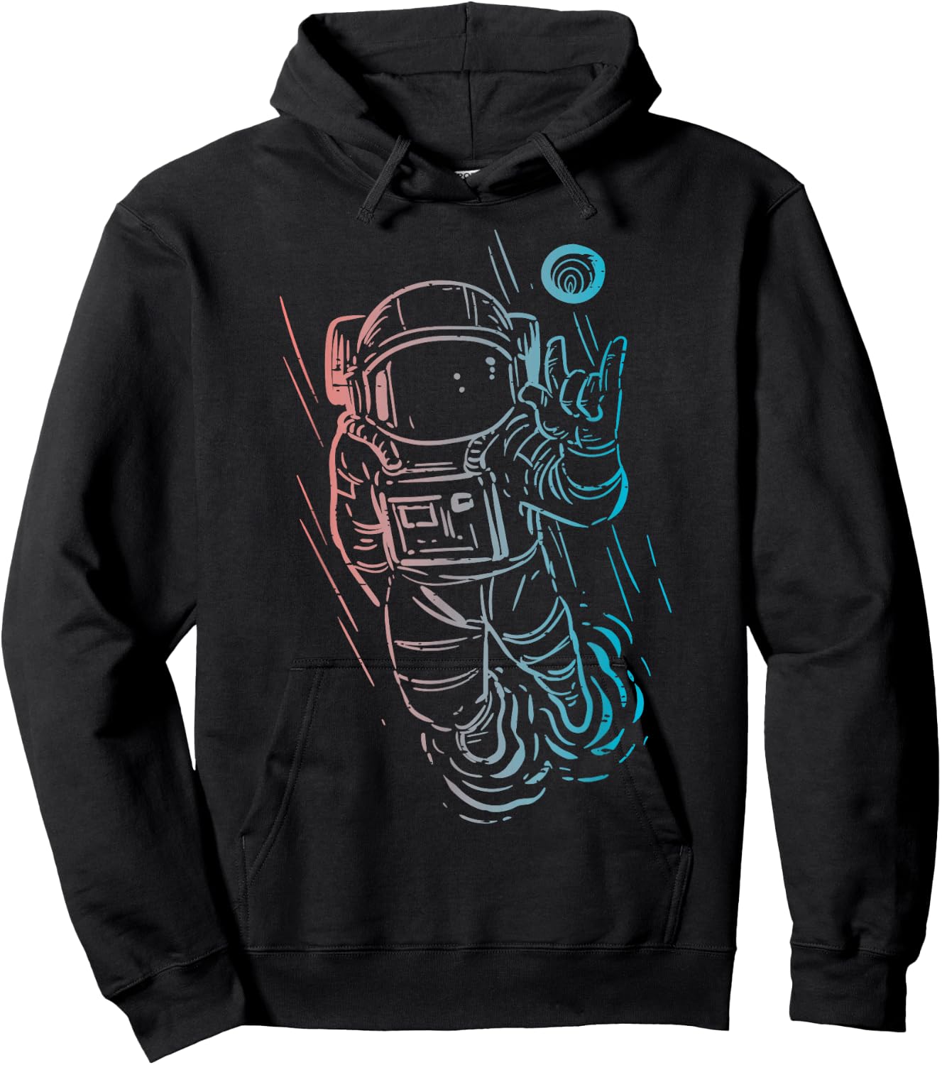 Astronaut Rocker Hand Cool Space Galaxy Rock Men Boys Kids Hoodie - Hoodie | Black