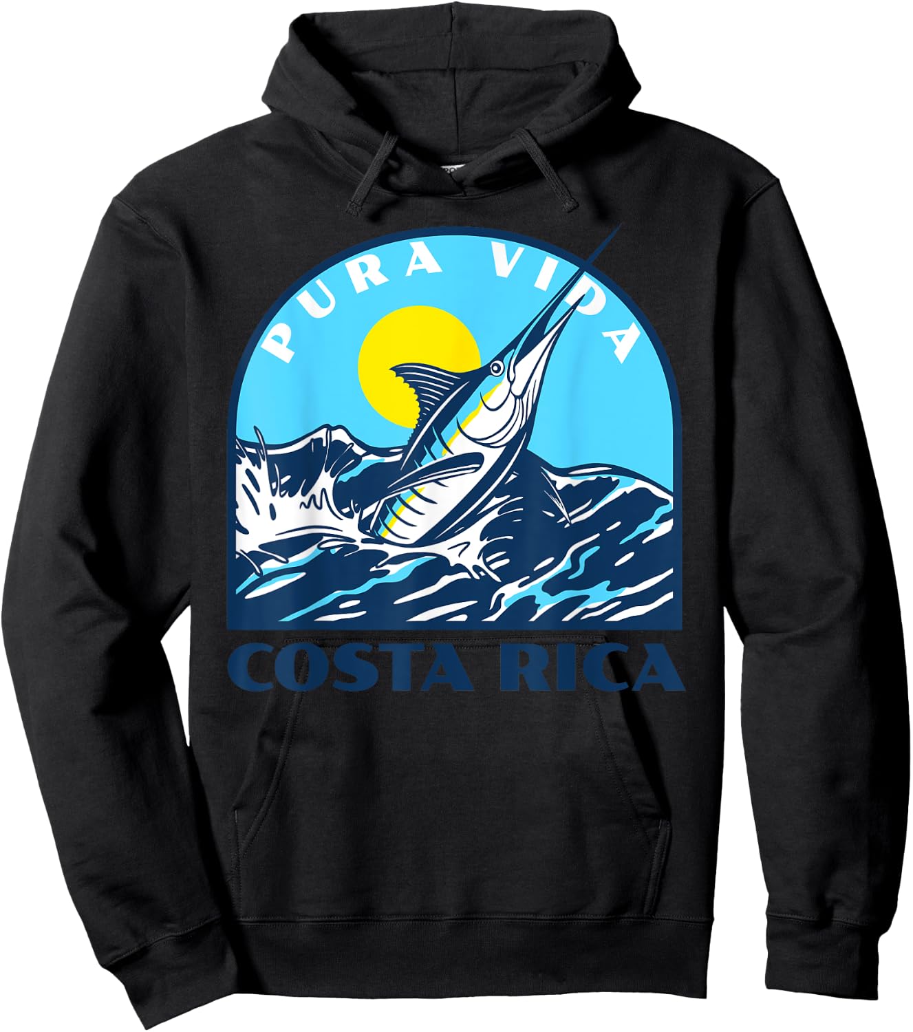 Pura Vida Costa Rica Fishing -Marlin and Sailfish Adventure Hoodie - Hoodie | Black