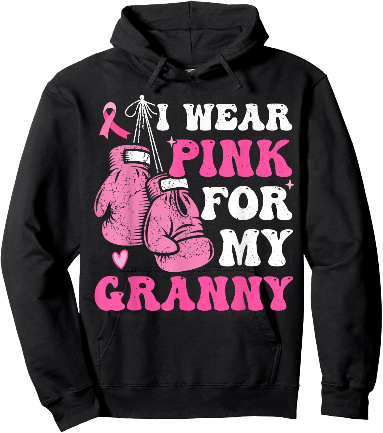 I Wear Pink For My Granny Breast Cancer Grandma For Kids Hoodie - Hoodie | Black
