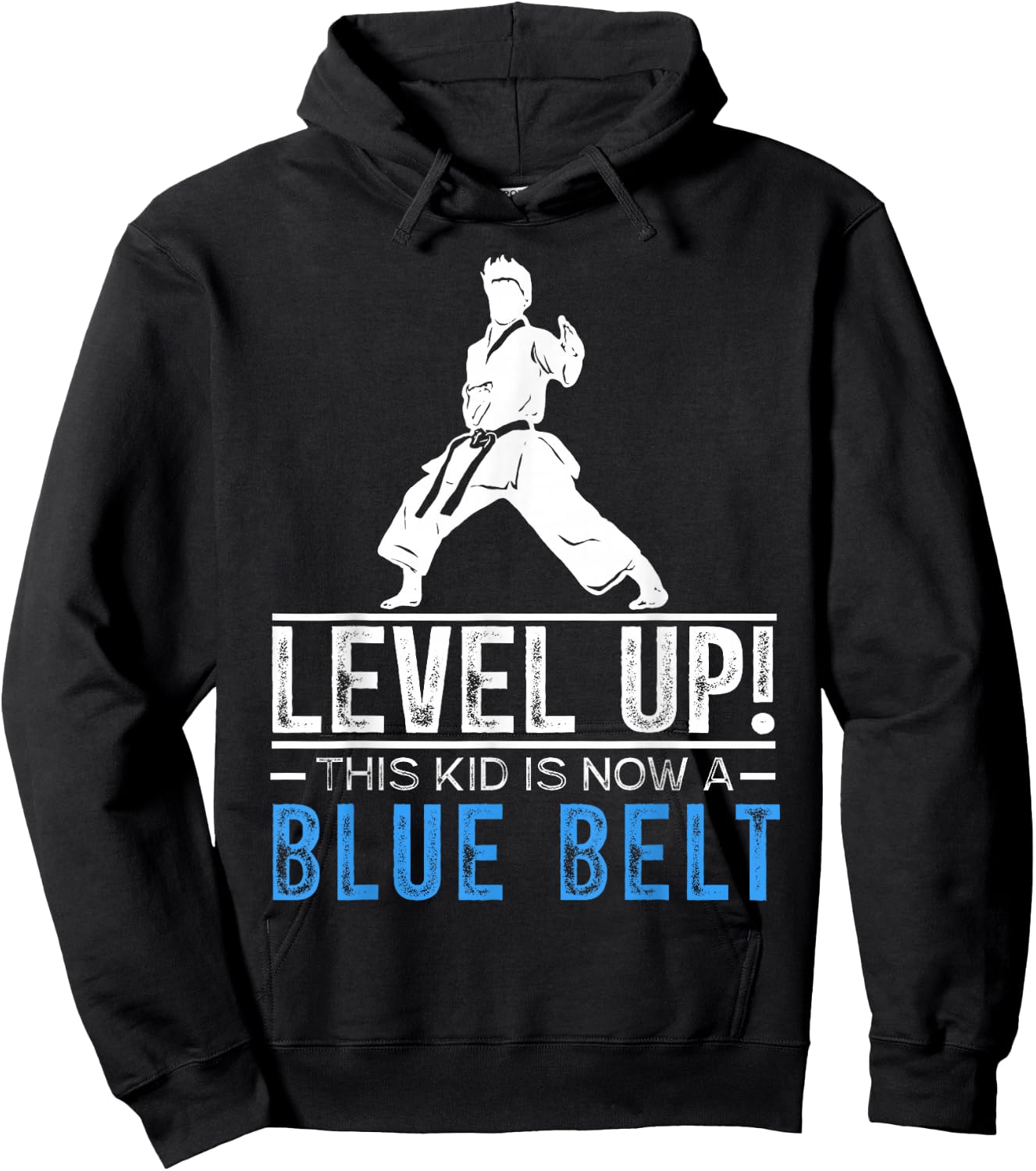 Level Up! This Kid is Now a Blue Belt Karate Award Hoodie - Hoodie | Black