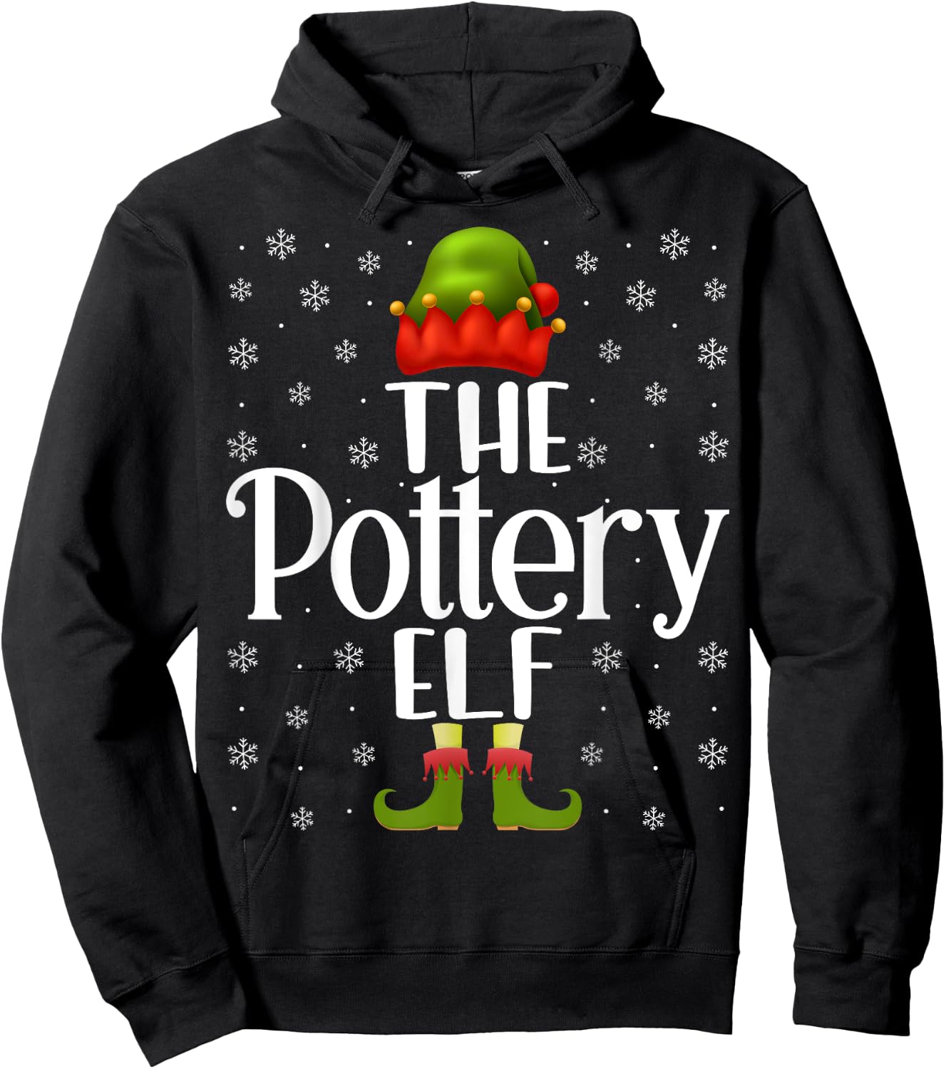 The Pottery Elf Funny Ceramics Artist Clay Pottery Christmas Hoodie - Hoodie | Black