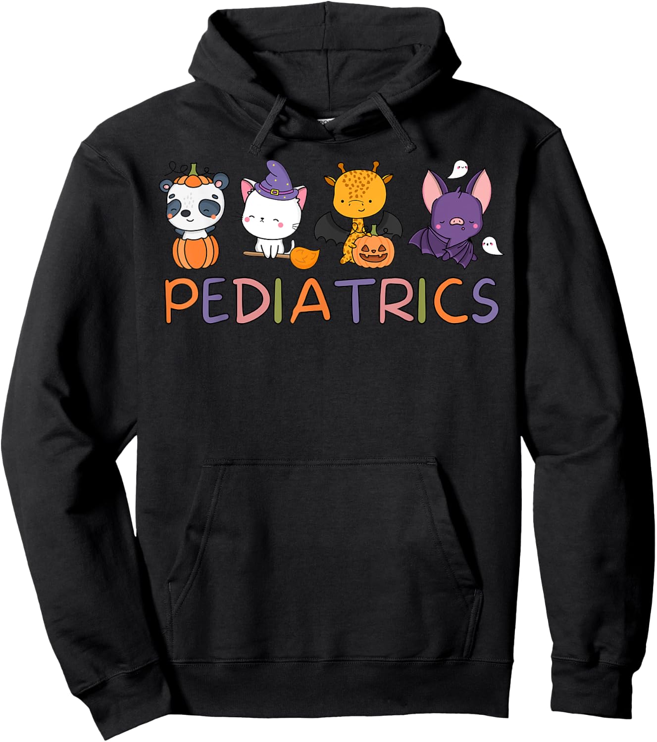 Pediatrics Spooky Animals Pumpkin PEDS Nurse Halloween Hoodie - Hoodie | Black