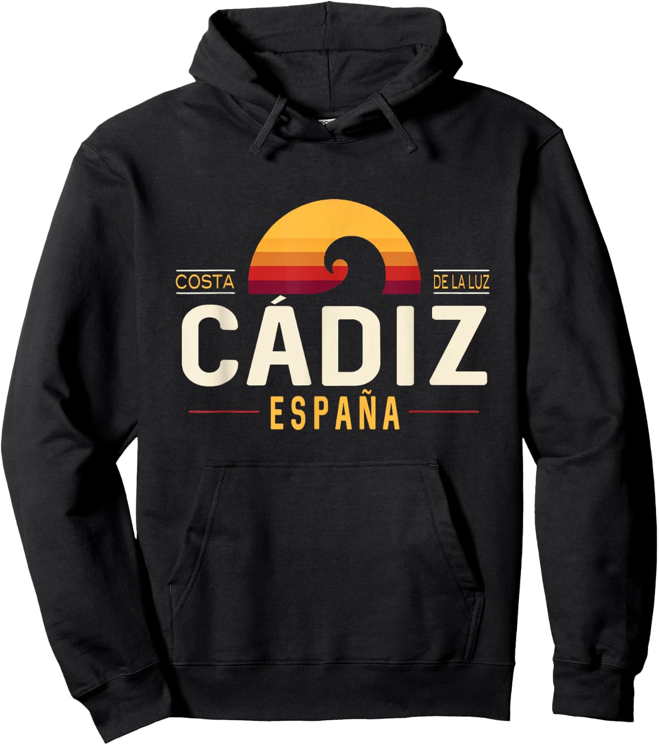 Cadiz Spain | Cádiz Costa de la Luz España Retro Wave Logo Hoodie - Hoodie | Black