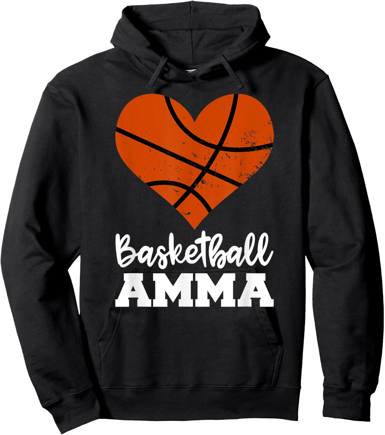 Basketball Amma Funny Basketball Heart Grandma Amma Hoodie - Hoodie | Black