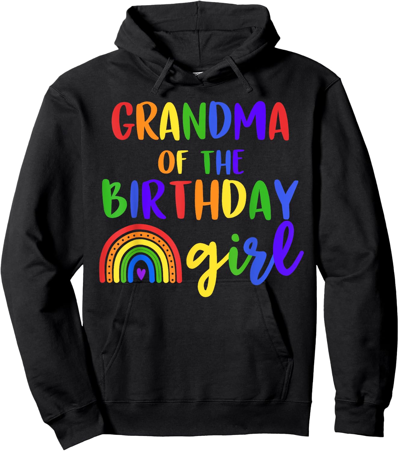 Grandma Of The Birthday Girl Rainbow Birthday Matching Hoodie - Hoodie | Black