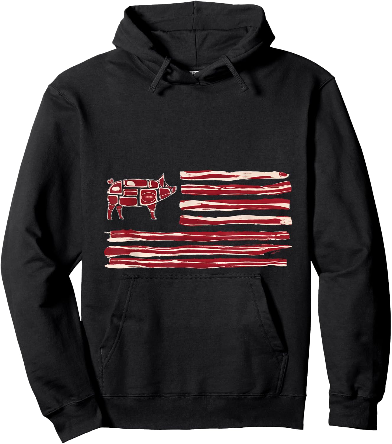 Bacon Flag Pig American Patriot Cooking Grill Hoodie - Hoodie | Black