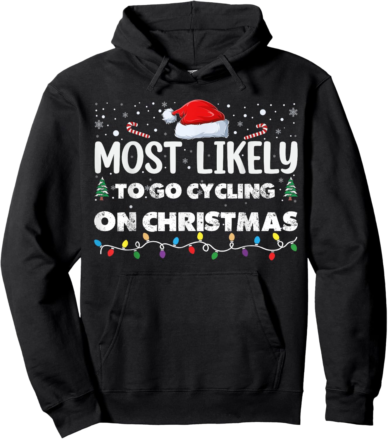 Most Likely To Go Cycling On Christmas Funny Family Hoodie - Hoodie | Black