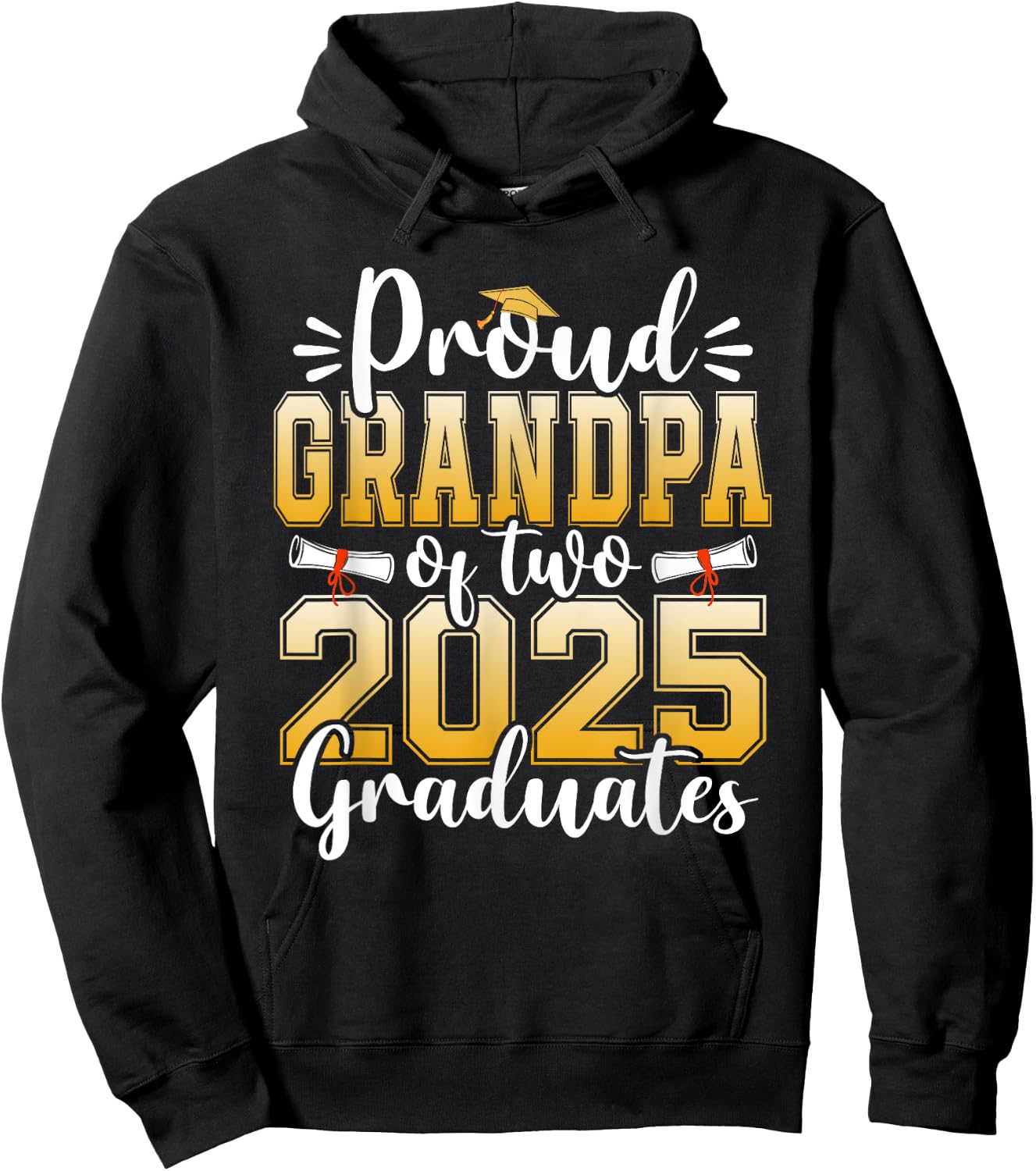 Proud Grandpa Of Two 2025 Graduates Senior Graduation Hoodie - Hoodie | Black