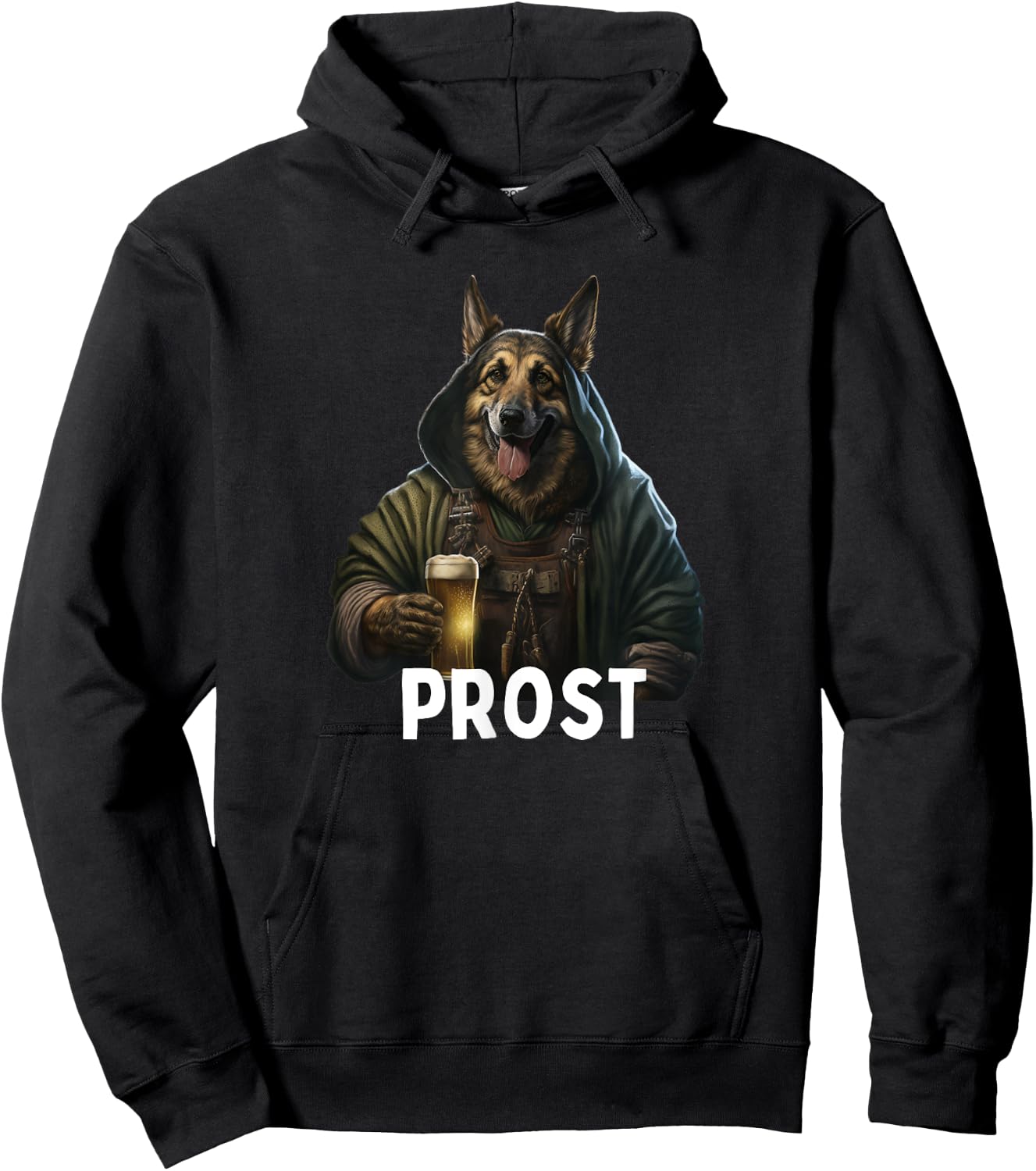 Prost Funny German Shepherd drinking beer Oktoberfest Hoodie - Hoodie | Black