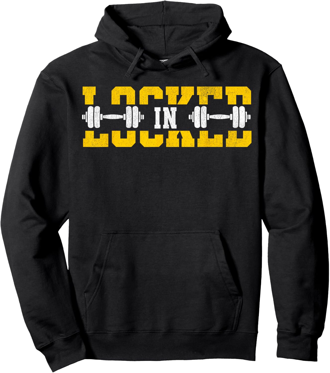 Locked In Weightlifting Gym Sayings Workout Fitness Dumbbell Hoodie - Hoodie | Black