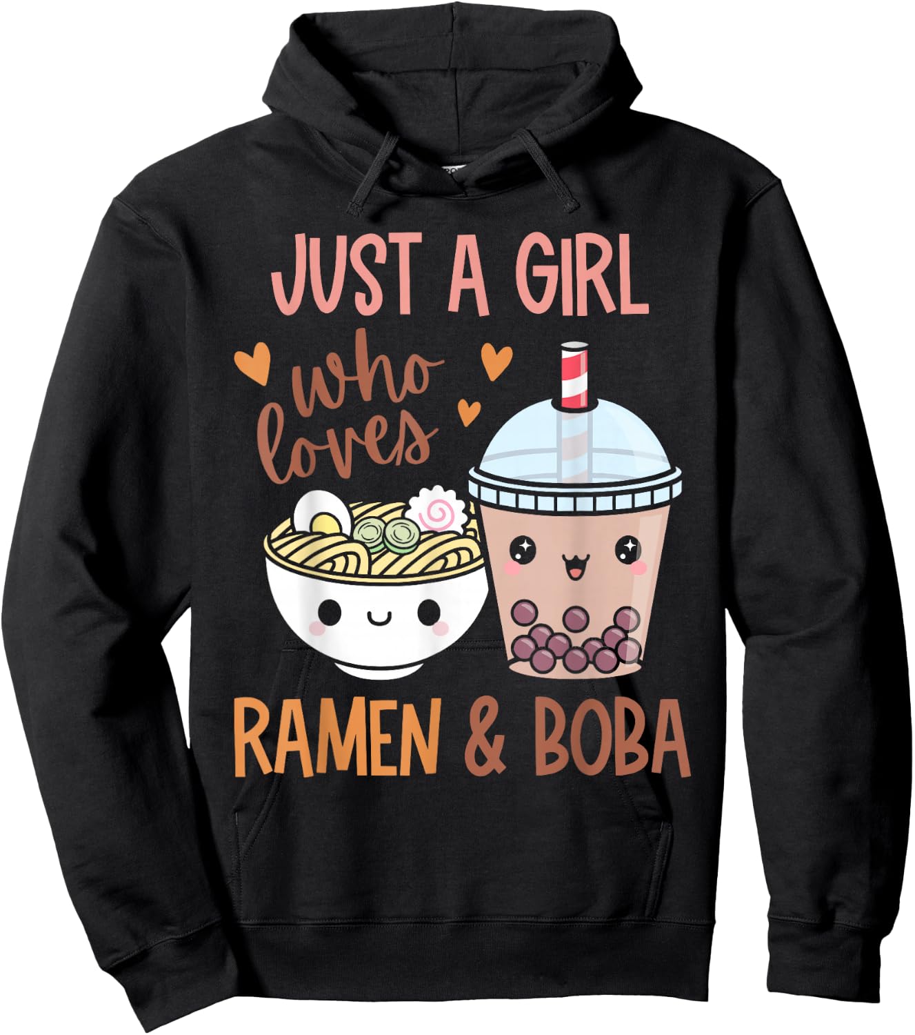 Just A Girl Who Loves Ramen and Boba Bubble Tea Japanese Hoodie - Hoodie | Black