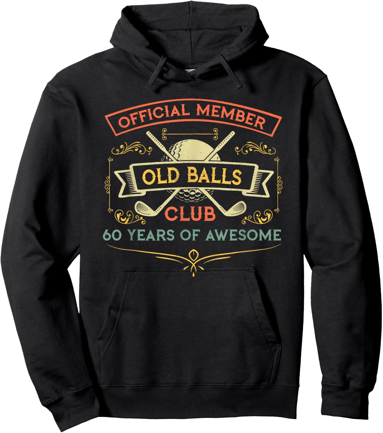 Funny 60th Birthday Old Balls Club 60 Year Old Golfer Hoodie - Hoodie | Black