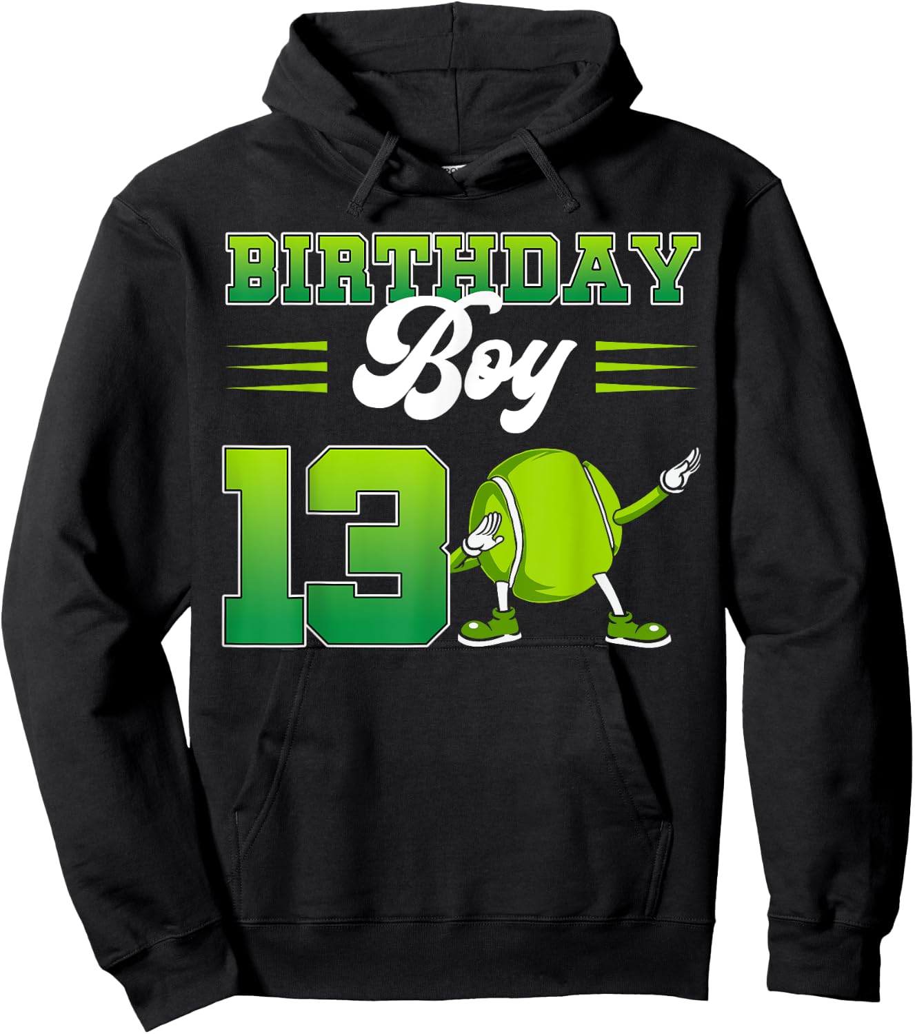 Birthday Boy 13 Dabbing Tennis 13th Bday 13 Years Old Hoodie - Hoodie | Black