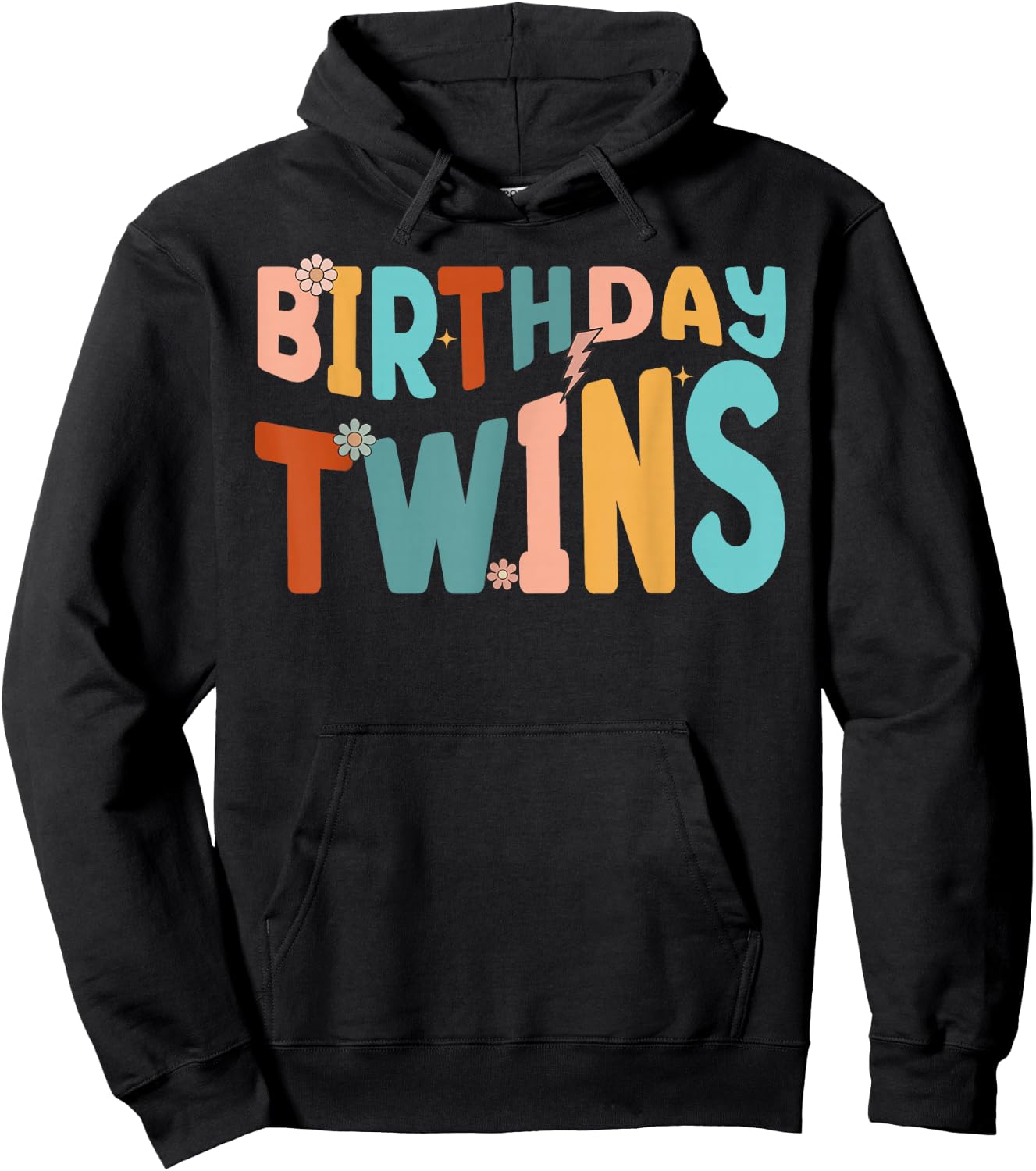 It's Our Birthday Twins Matching Girl's Women's Groovy Retro Hoodie - Hoodie | Black