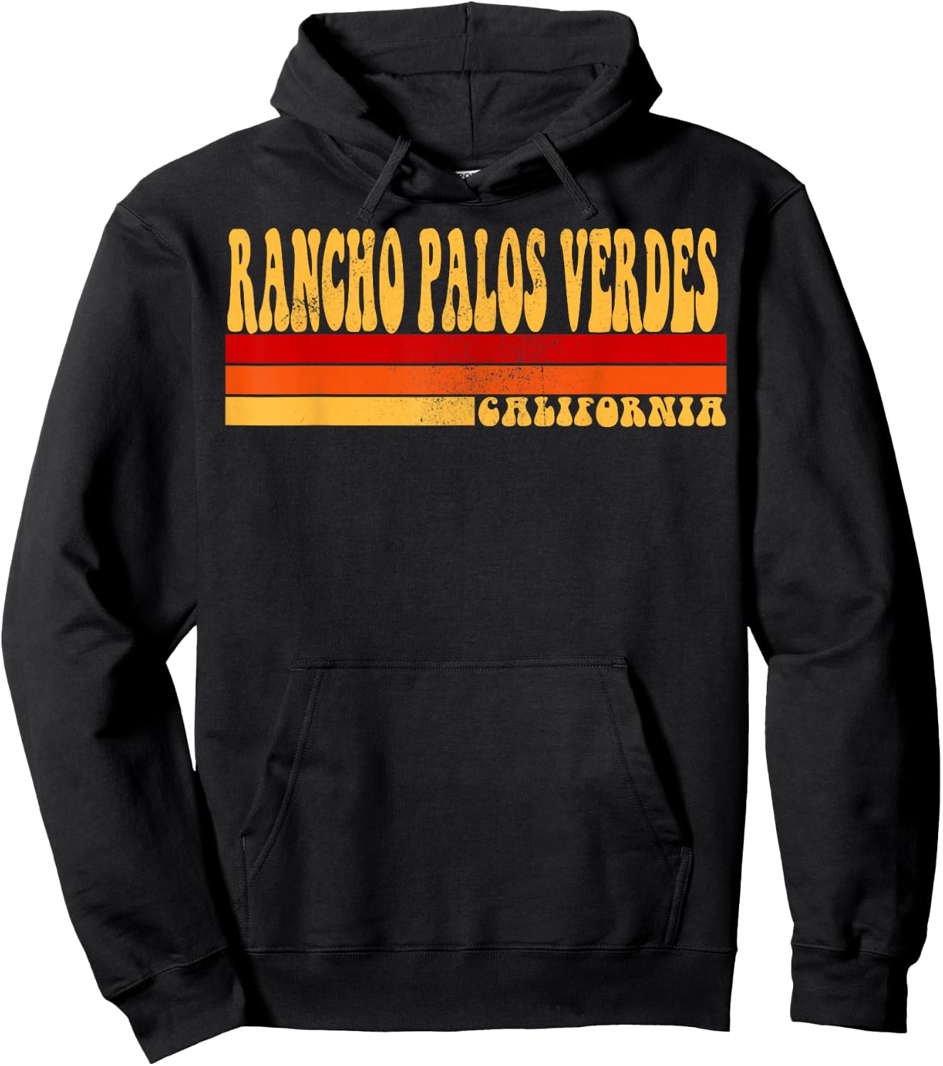 RANCHO PALOS VERDES California Vintage Roots Retro 70s 80s Hoodie - Hoodie | Black