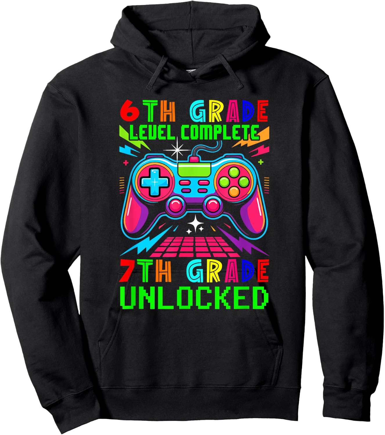 6th Grade Level Complete 7th Grade Unlocked Gamer Students Hoodie - Hoodie | Black