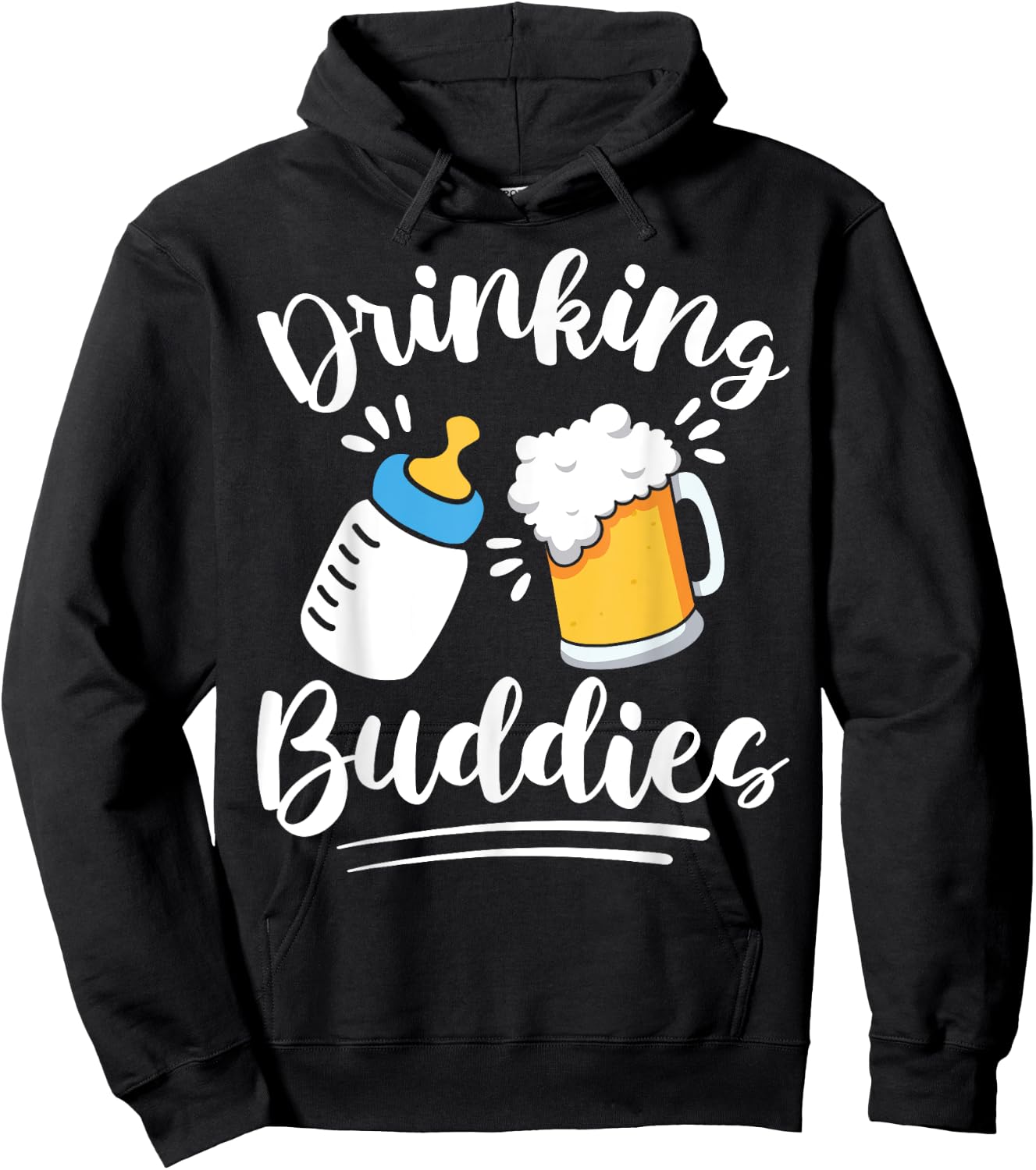 Fathers Day Drinking Buddies New Dad and Baby Drinking Team Hoodie - Hoodie | Black