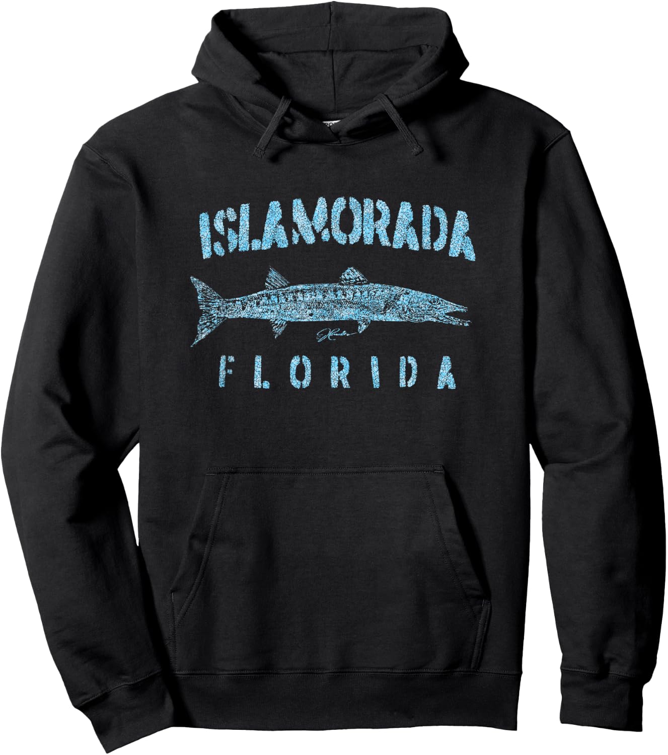 JCombs: Islamorada, FL, Great Barracuda (Distressed) Hoodie - Hoodie | Black