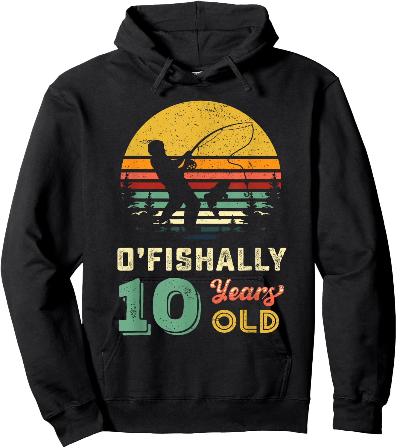 10 Years Old Fishing Gift 10 yo Ten Year Old 10th Birthday Hoodie - Hoodie | Black