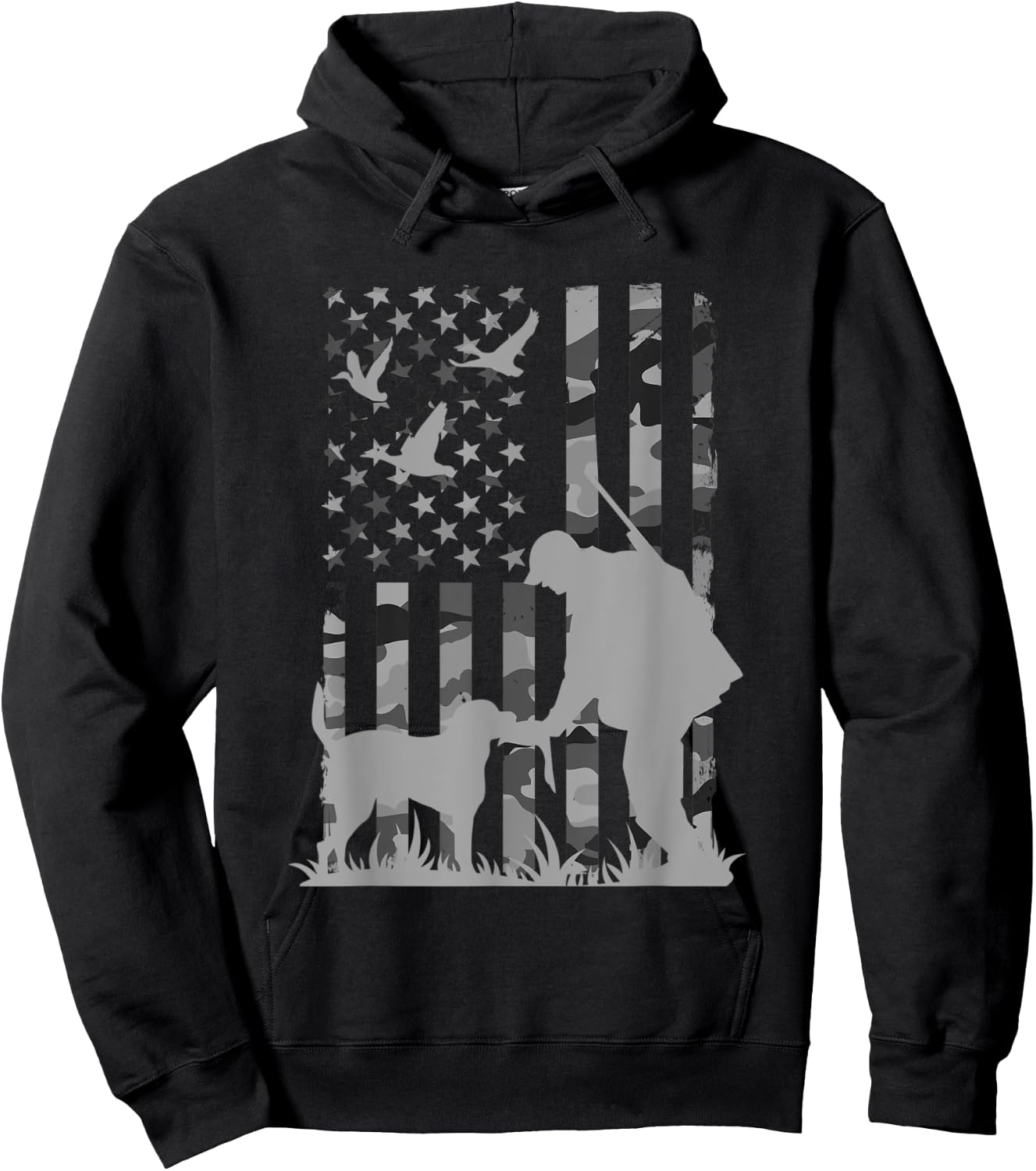 Duck hunting camouflage usa flag labrador retriever Men Hoodie - Hoodie | Black