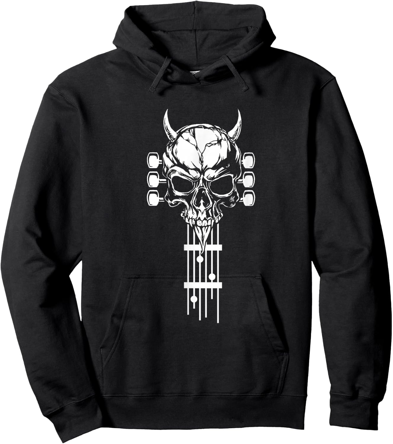 Skull Guitar Shirt Heavy Metal Band Guitar Player Guitarists Hoodie - Hoodie | Black