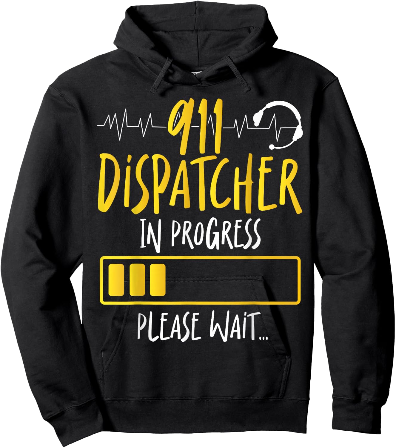 911 Dispatcher Thin Gold Yellow Line 911 Dispatcher In Hoodie - Hoodie | Black