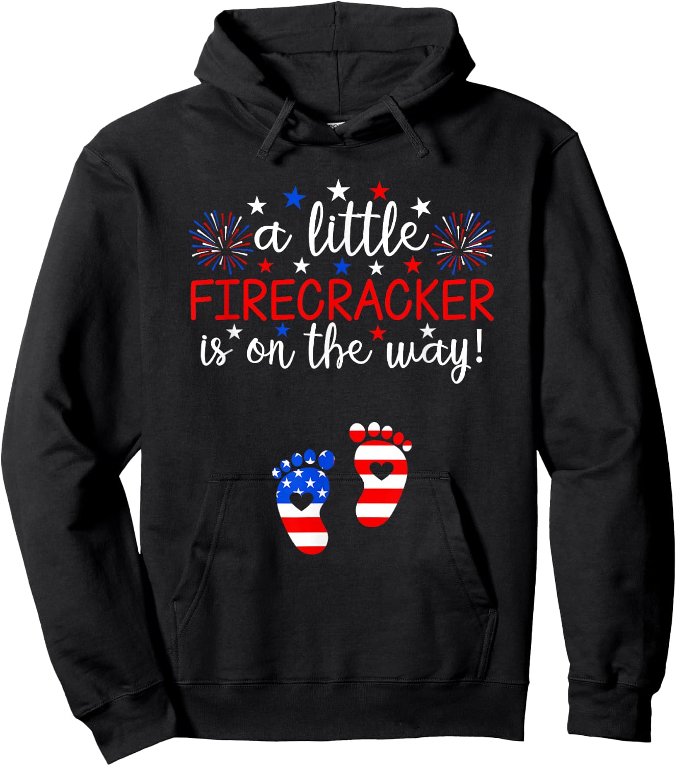 A Little Firecracker is on The Way 4th of July Pregnancy Hoodie - Hoodie | Black