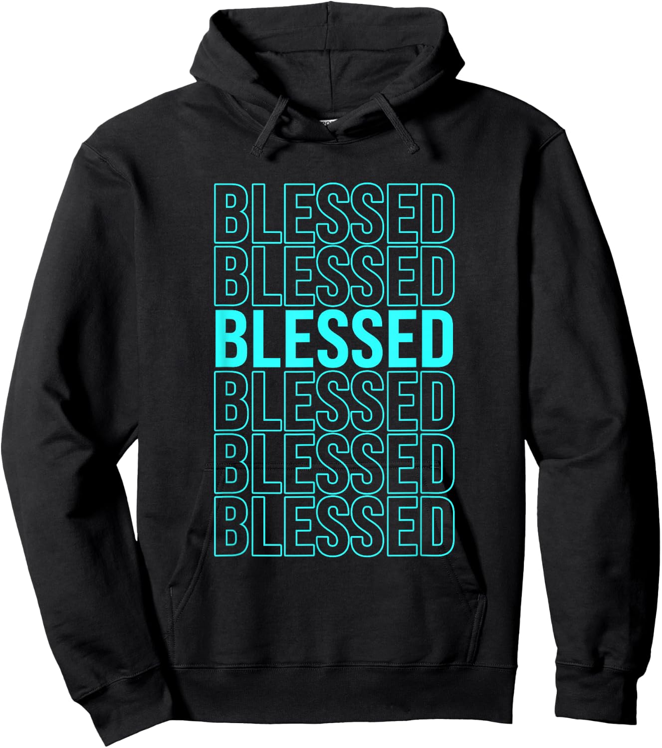 Turquoise Blessed Turquoise Color Graphic Hoodie - Hoodie | Black